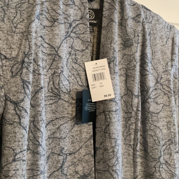 Bobeau Womens Hacci Open Cozy Cardigan Sweater in Denim Floral - NWT - Picture 7 of 9